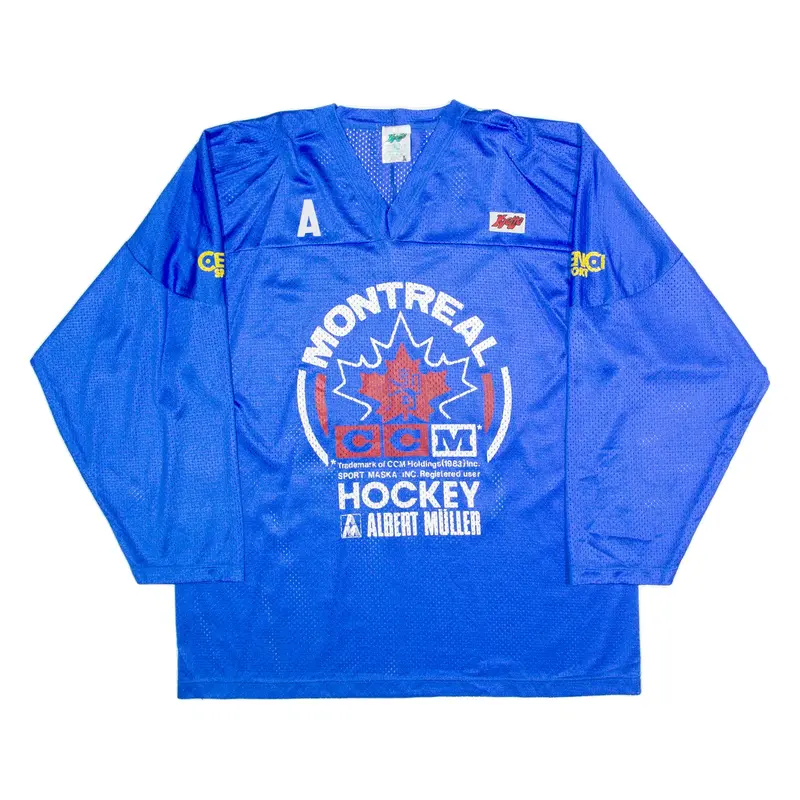 KETTE Montreal Hockey D. Vogel Mens Jersey Blue Long Sleeve USA V-Neck XL