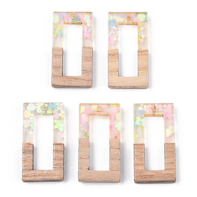 Transparent Resin & White Wood Pendants
