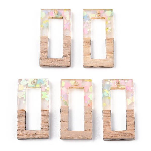Transparent Resin & White Wood Pendants