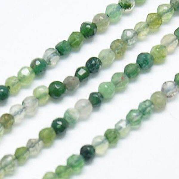 Natural Moss Agate Beads Strands