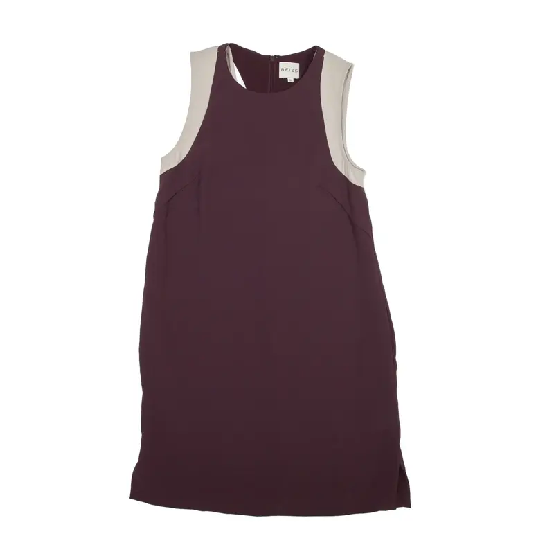 REISS Shift Dress Maroon Viscose Sleeveless Short Womens UK 8