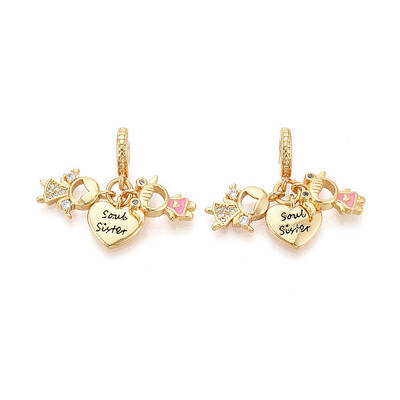 Brass Micro Pave Cubic Zirconia Pendants