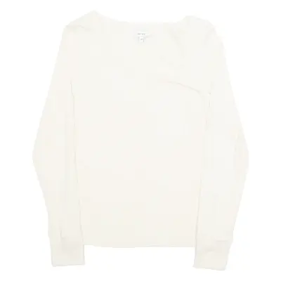 REISS Womens Top Cream V-Neck Long Sleeve M