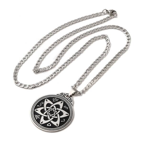 Witch Knot 304 Stainless Steel Enamel Pendant Necklaces