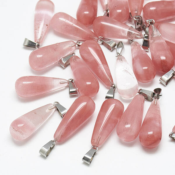 Cherry Quartz Glass Pendants
