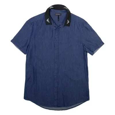 EMPORIO ARMANI Mens Plain Shirt Blue M