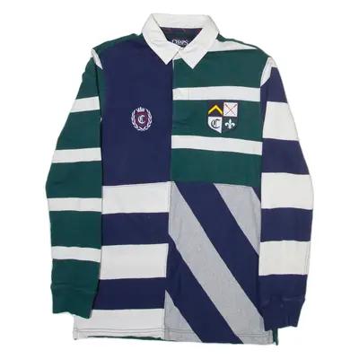 CHAPS Mens Polo Shirt Blue Striped Long Sleeve XS