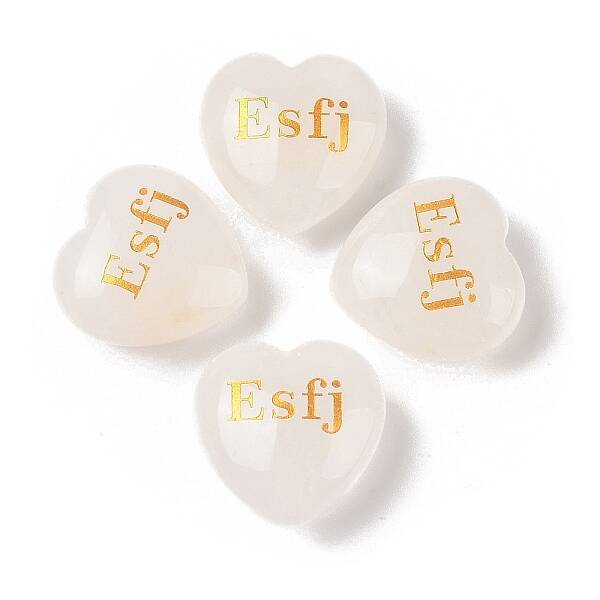 Natural Quartz Crystal Heart Engraving MBTI Figurines Statues for Home Office Desk Decorations
