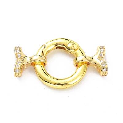 Brass Micro Pave Clear Cubic Zirconia Fold Over Clasps