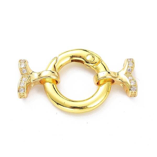 Brass Micro Pave Clear Cubic Zirconia Fold Over Clasps