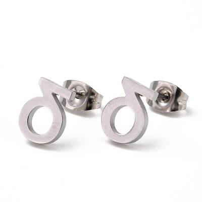 Tarnish Resistant 304 Stainless Steel Greek Alphabet Stud Earrings