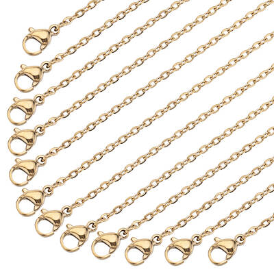 20Pcs PVD Vacuum Plating 304 Stainless Steel Cable Chain Necklaces Set