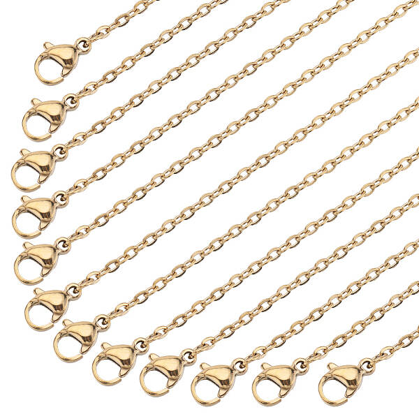 20Pcs PVD Vacuum Plating 304 Stainless Steel Cable Chain Necklaces Set