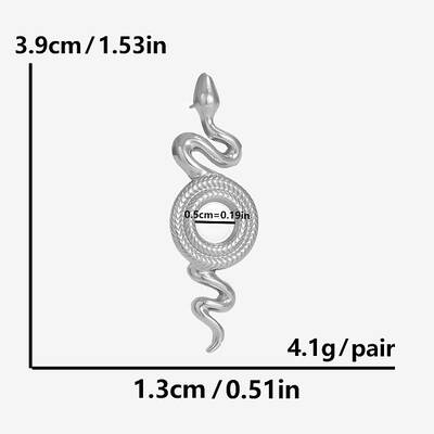 Vintage French Style 304 Stainless Steel Snake Stud Earrings