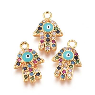 Brass Micro Pave Cubic Zirconia Charms
