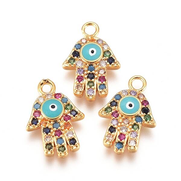 Brass Micro Pave Cubic Zirconia Charms