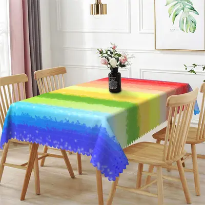 Rainbow Colors Simple Fashion Rectangle Tablecloth - Aperturee