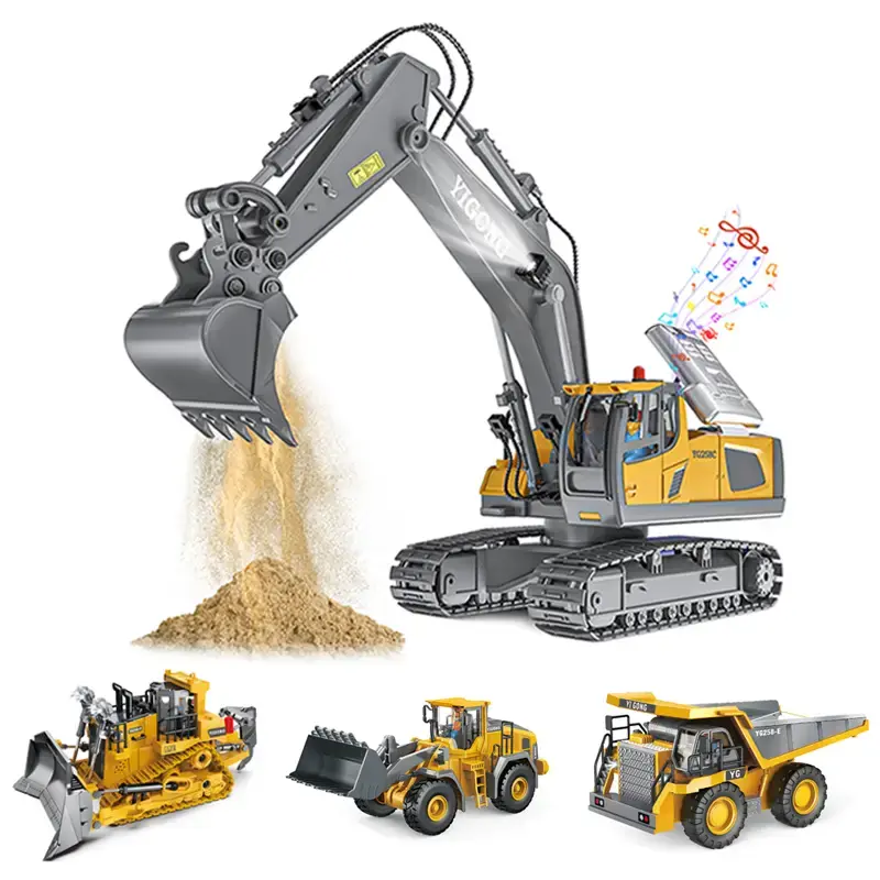Akeleo Remote Control Engineering Vehicle 2.4G High-Tech 11 Channels, Remote Control Excavator, Dump Truck, Aluminium Alloy A...