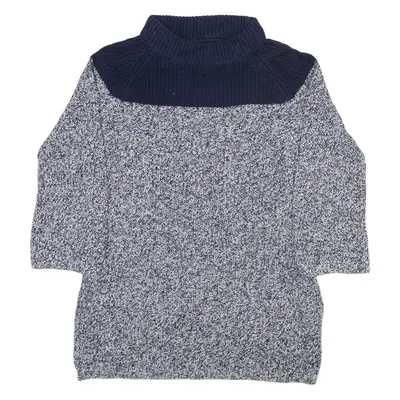 TOMMY HILFIGER Womens Jumper Grey Roll Neck Tight Knit M