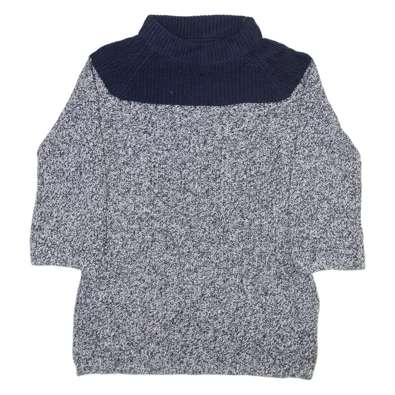TOMMY HILFIGER Womens Jumper Grey Roll Neck Tight Knit M