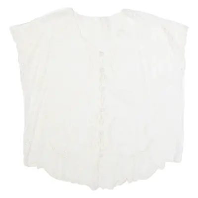 Womens Top White V-Neck Sleeveless L