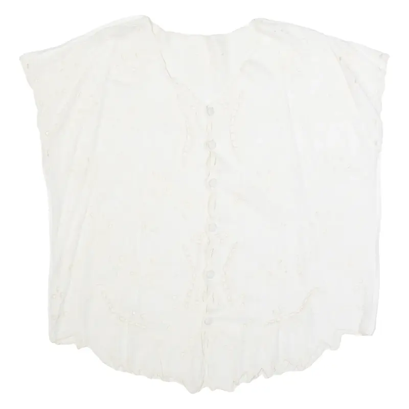 Womens Top White V-Neck Sleeveless L