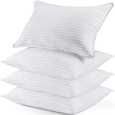 Utopia Bedding White Hotel Pillow Set of 4 - Pillows for Side Back & Stomach Sleepers - Comfortable 9 Inch Thick Pillows for...