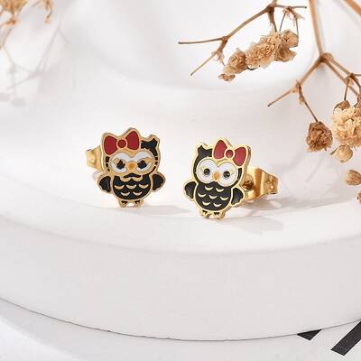 Brass Enamel Stud Earrings