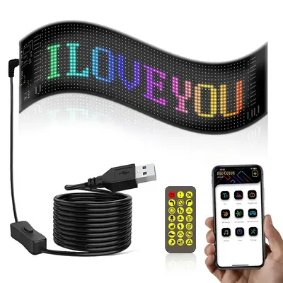 Customizable Bluetooth App Control LED Sign for Store, Car, Bar, Hotel with Programmable Text & Animations
