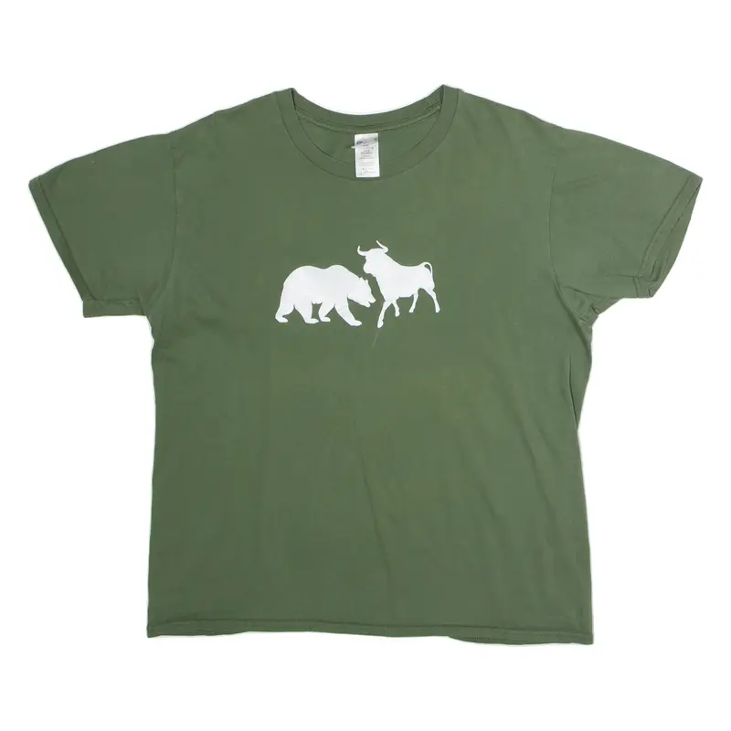 GILDAN Bulls Mens T-Shirt Green Crew Neck L