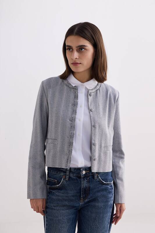Lady Jacket in Grey Cotton Tweed | Color: Silver Strides | Size: L