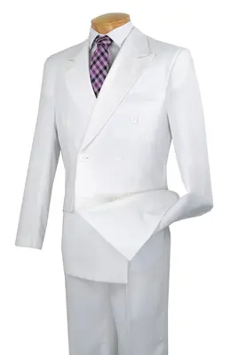 Vinci Men's Double Breasted Poplin Solid Suit 2 Piece Set Discounted Price