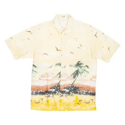 H20 Mens Hawaiian Shirt Yellow Crazy Pattern M