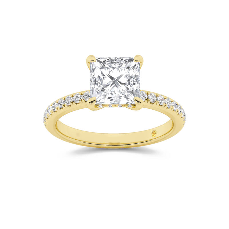 Aurelia Three Quarter Coverage Hidden Halo Princess Cut Lab Grown Diamond Engagement Ring | 18K Yellow Gold 2 1/10 CT. TW.