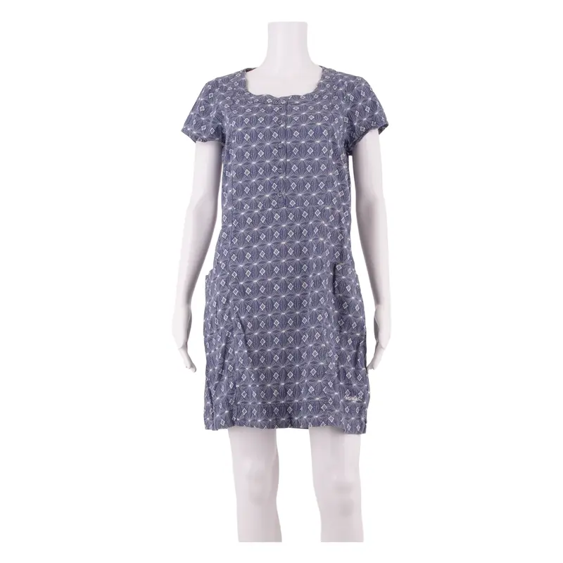 WEIRD FISH Womens Shift Dress Blue Crazy Pattern Short Sleeve Knee Length UK 14