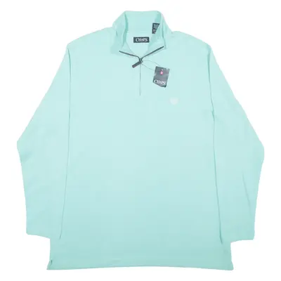 CHAPS Jumper Blue Tight Knit 1/4 Zip Mens L