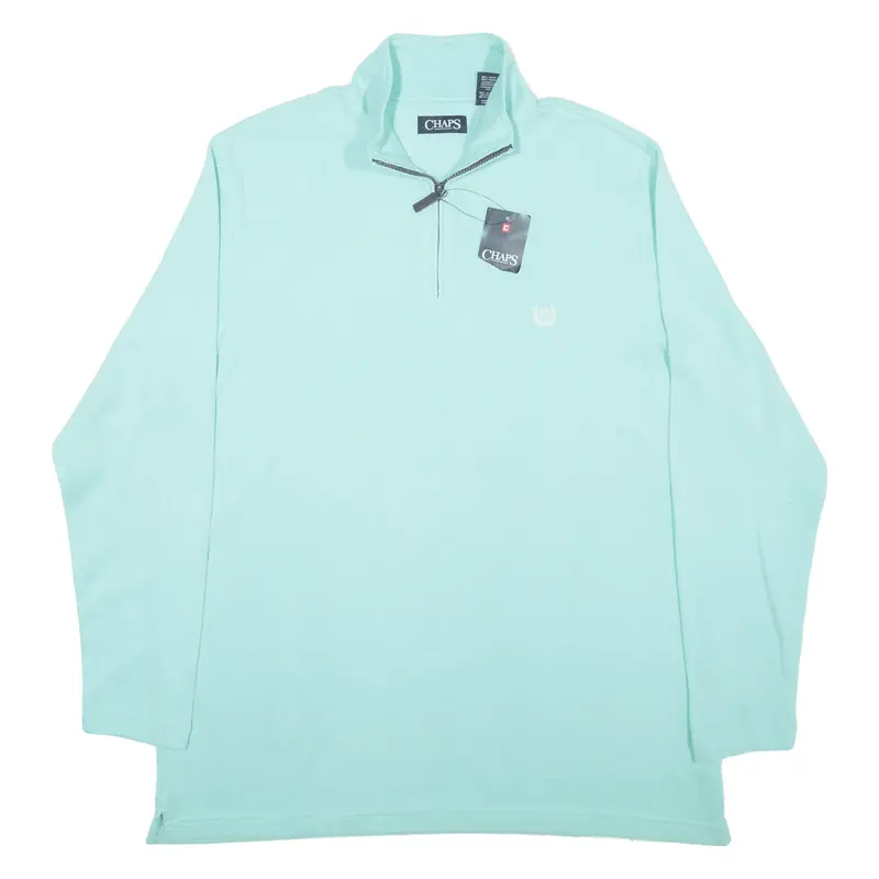 CHAPS Jumper Blue Tight Knit 1/4 Zip Mens L