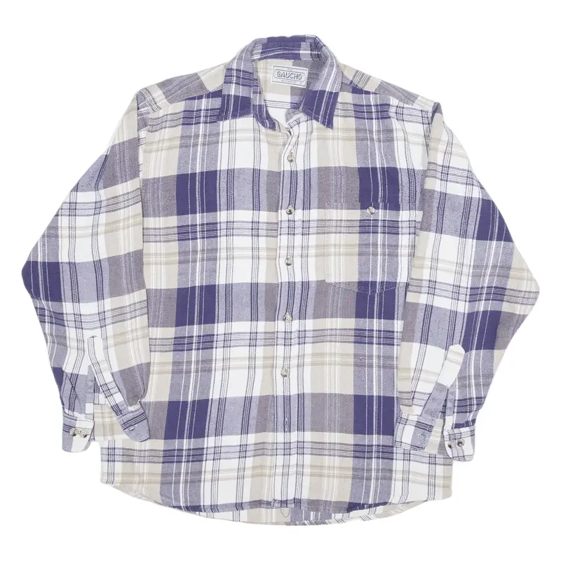 GAUCHO Flannel Shirt Black Check Long Sleeve Mens S