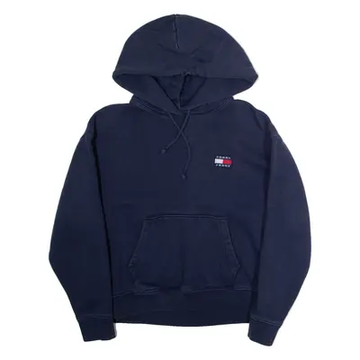 TOMMY HILFIGER Cropped Womens Blue Hoodie Full Zip S