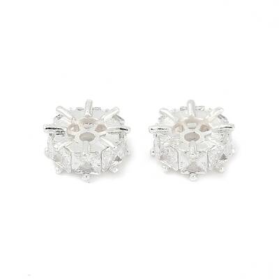 Brass Micro Pave Cubic Zirconia Beads