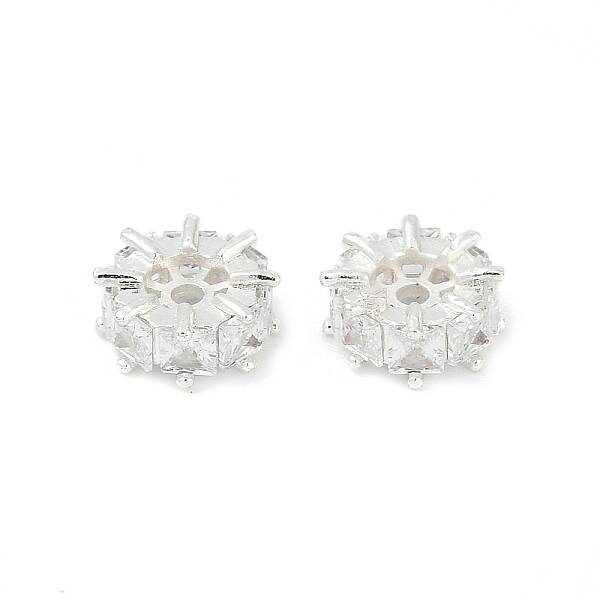 Brass Micro Pave Cubic Zirconia Beads