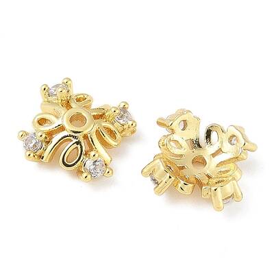 Brass Micro Pave Clear Cubic Zirconia Bead Caps