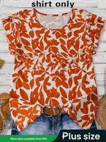 【Plus Size】 Floral Print Round Neck Blouse, Casual Crew Neck Top for Daily Wear, Women Plus Clothing for All Seasons, Top