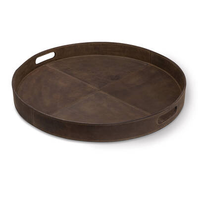 Derby Round Leather Tray (Brown)