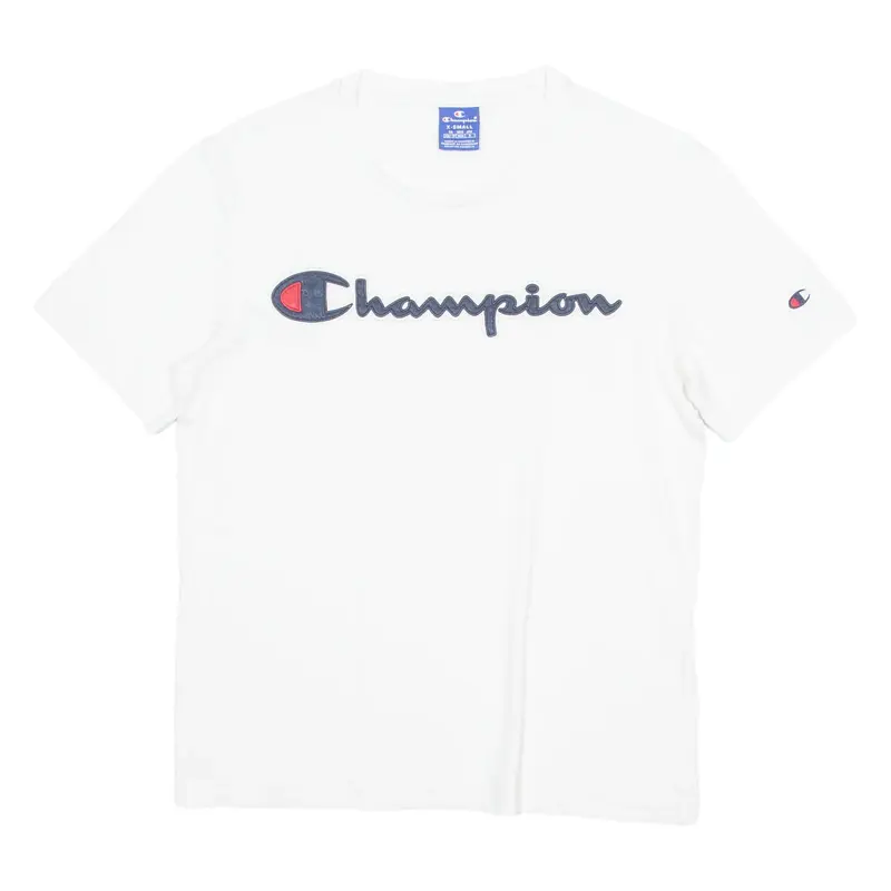 CHAMPION Mens T-Shirt White Crew Neck XS