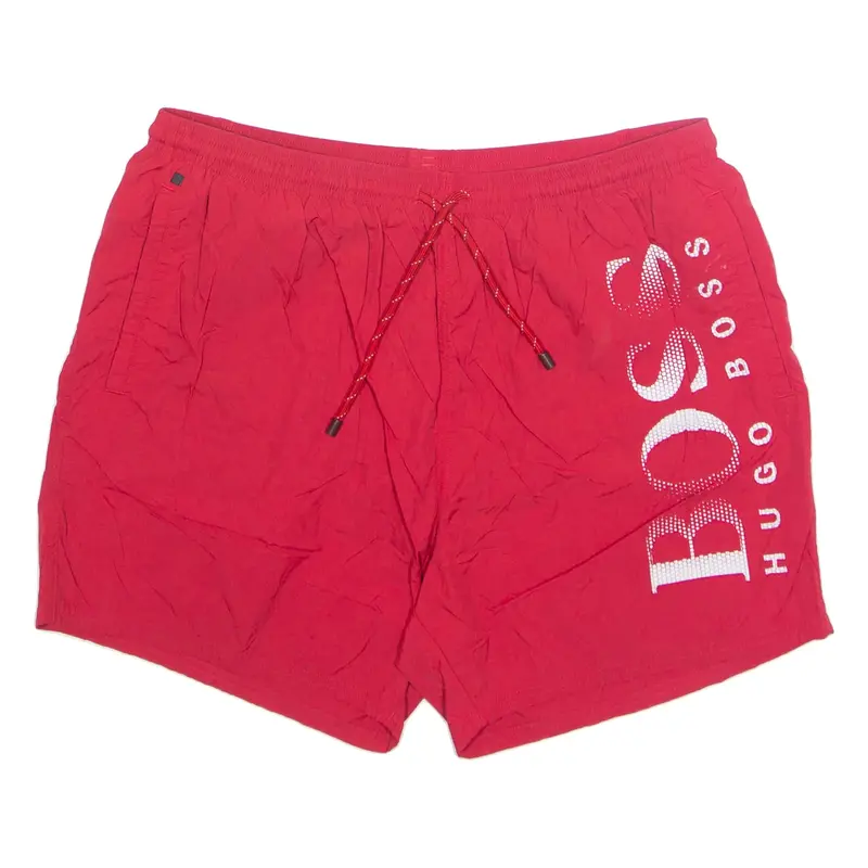 HUGO BOSS Mens Swimming Shorts Red 2XL W32