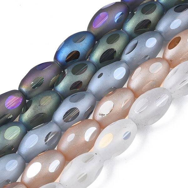 Frosted Electroplate Glass Beads Strands