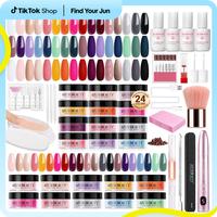 [With Drill]AZUREBEAUTY 24 Colors Dip Powder Kit with Nail Drill Bits, All-in-One Kit, Begginer Friendly, No UV Lamp Needed D...