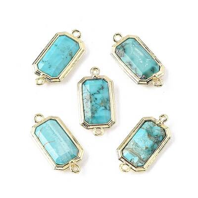 Dyed Natural Howlite Faceted Rectangle Connector Charms