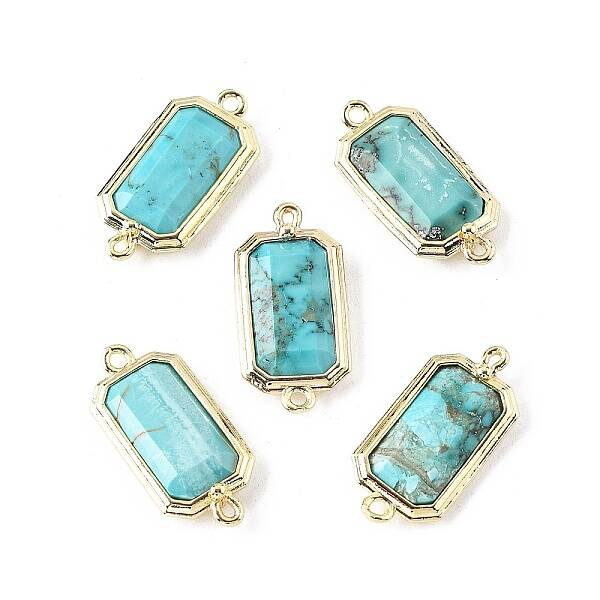 Dyed Natural Howlite Faceted Rectangle Connector Charms